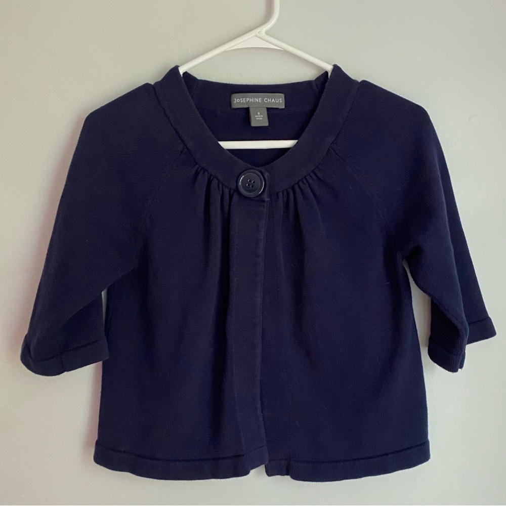 Josephine Chaus Navy Single Button Bolero Cardigan Sweater